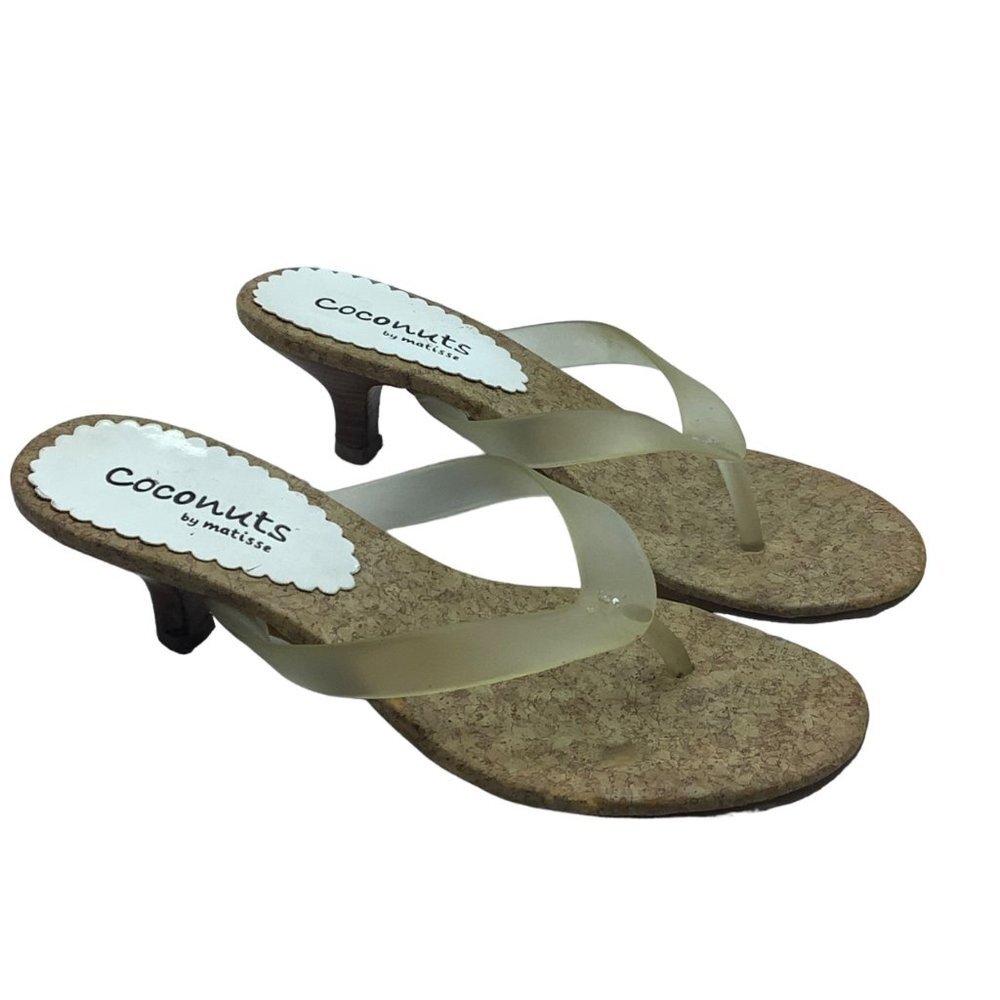 Coconuts by Matisse Cork Heeled Heels Sandals Women Sz 7 Beige Brown Coastal